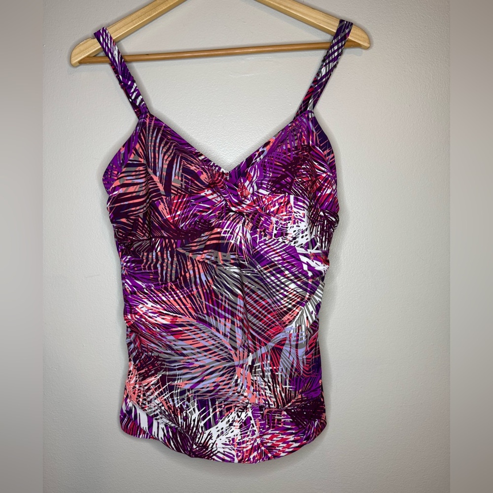 L.L. Bean Purple & Pink Tropical Print tankini
